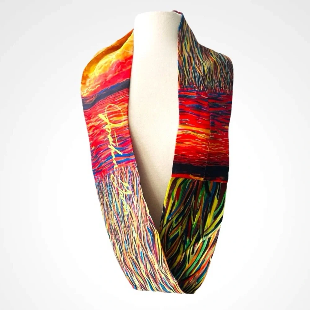 New! JONATHAN GREEN Infinity Silk SIGNED Scarf
